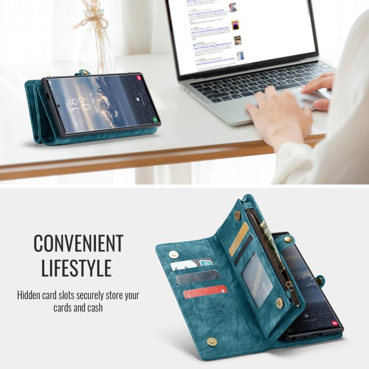 For Samsung Galaxy S25 Ultra 5G CaseMe 008 Detachable Multifunctional Leather Phone Case(Blue) by CaseMe