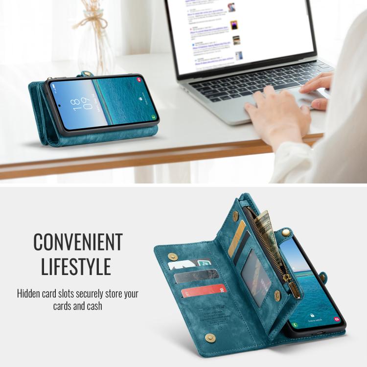 For Samsung Galaxy S25 5G CaseMe 008 Detachable Multifunctional Leather Phone Case(Blue) - Galaxy S25 5G Cases by CaseMe | Online Shopping UK | buy2fix