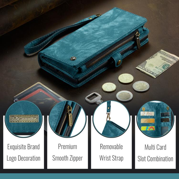 For Samsung Galaxy S25+ 5G CaseMe 008 Detachable Multifunctional Leather Phone Case(Blue) - Galaxy S25+ 5G Cases by CaseMe | Online Shopping UK | buy2fix