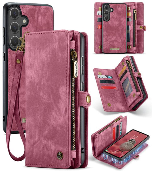 For Samsung Galaxy S25+ 5G CaseMe 008 Detachable Multifunctional Leather Phone Case(Wine Red) - Galaxy S25+ 5G Cases by CaseMe | Online Shopping UK | buy2fix