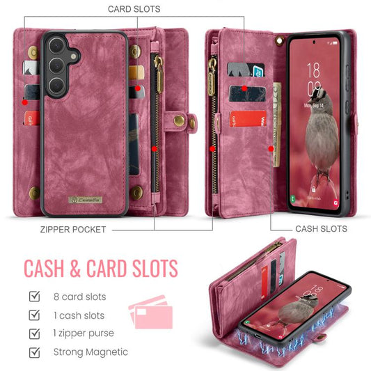 For Samsung Galaxy S25+ 5G CaseMe 008 Detachable Multifunctional Leather Phone Case(Wine Red) - Galaxy S25+ 5G Cases by CaseMe | Online Shopping UK | buy2fix