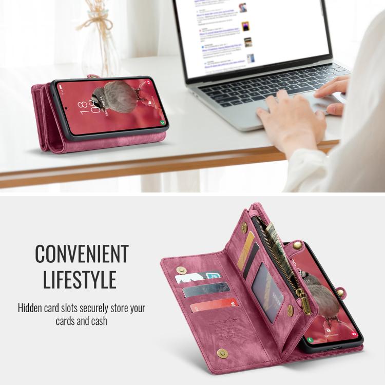 For Samsung Galaxy S25+ 5G CaseMe 008 Detachable Multifunctional Leather Phone Case(Wine Red) - Galaxy S25+ 5G Cases by CaseMe | Online Shopping UK | buy2fix