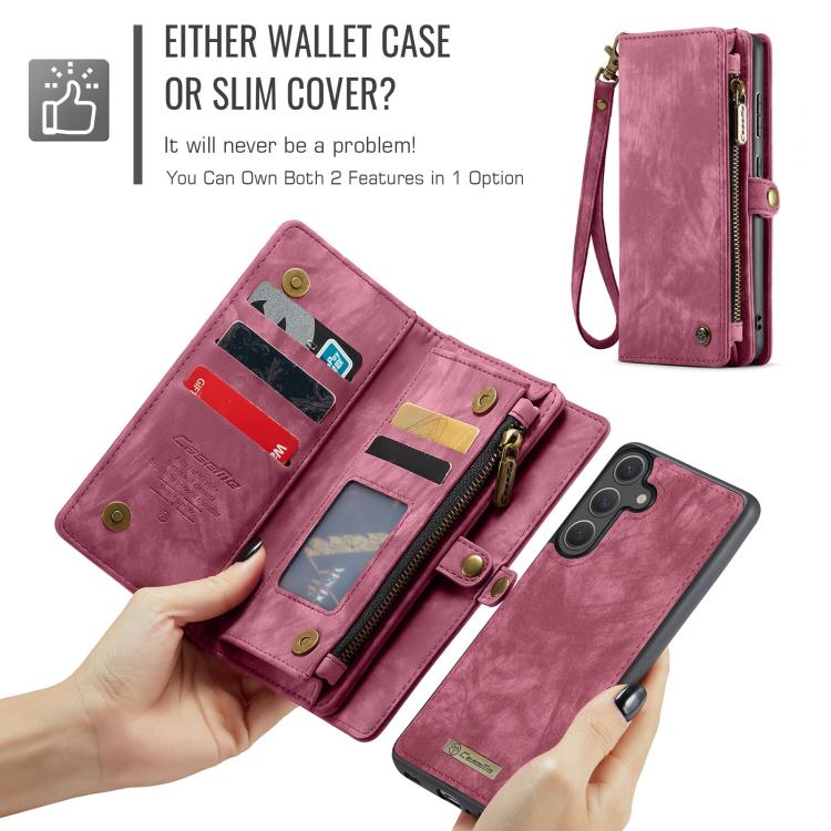 For Samsung Galaxy S25+ 5G CaseMe 008 Detachable Multifunctional Leather Phone Case(Wine Red) - Galaxy S25+ 5G Cases by CaseMe | Online Shopping UK | buy2fix