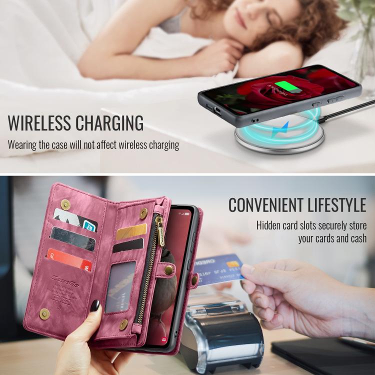 For Samsung Galaxy S25+ 5G CaseMe 008 Detachable Multifunctional Leather Phone Case(Wine Red) - Galaxy S25+ 5G Cases by CaseMe | Online Shopping UK | buy2fix