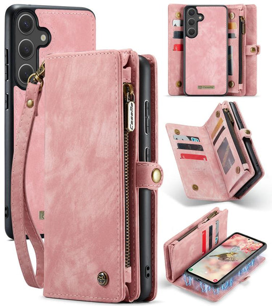 For Samsung Galaxy S25+ 5G CaseMe 008 Detachable Multifunctional Leather Phone Case(Pink) - Galaxy S25+ 5G Cases by CaseMe | Online Shopping UK | buy2fix