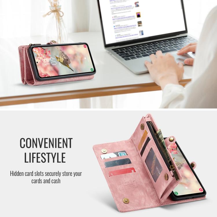 For Samsung Galaxy S25+ 5G CaseMe 008 Detachable Multifunctional Leather Phone Case(Pink) - Galaxy S25+ 5G Cases by CaseMe | Online Shopping UK | buy2fix