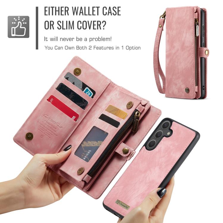 For Samsung Galaxy S25+ 5G CaseMe 008 Detachable Multifunctional Leather Phone Case(Pink) - Galaxy S25+ 5G Cases by CaseMe | Online Shopping UK | buy2fix
