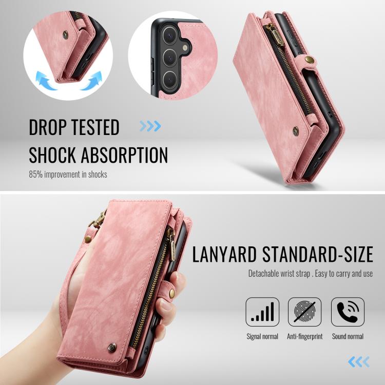 For Samsung Galaxy S25+ 5G CaseMe 008 Detachable Multifunctional Leather Phone Case(Pink) - Galaxy S25+ 5G Cases by CaseMe | Online Shopping UK | buy2fix