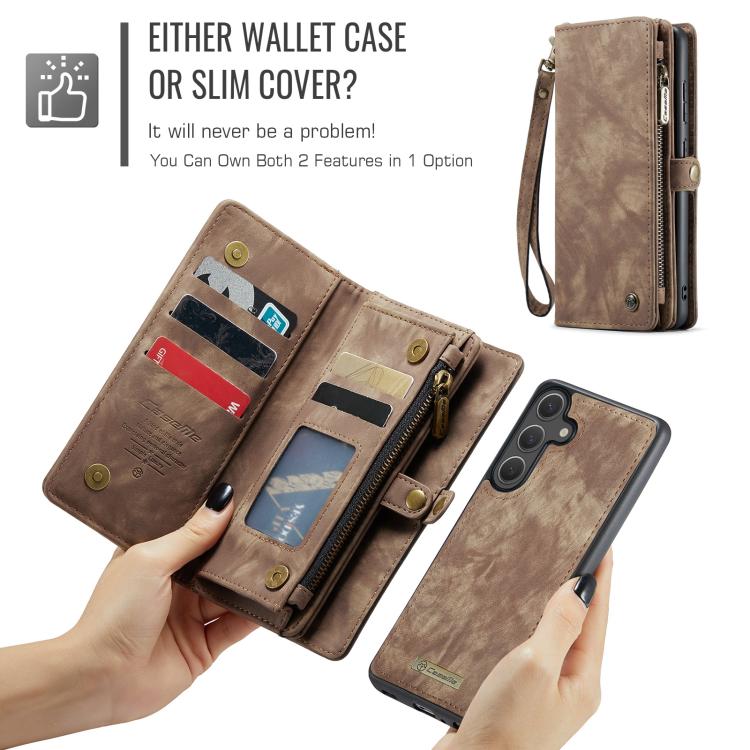 For Samsung Galaxy S25+ 5G CaseMe 008 Detachable Multifunctional Leather Phone Case(Brown) - Galaxy S25+ 5G Cases by CaseMe | Online Shopping UK | buy2fix
