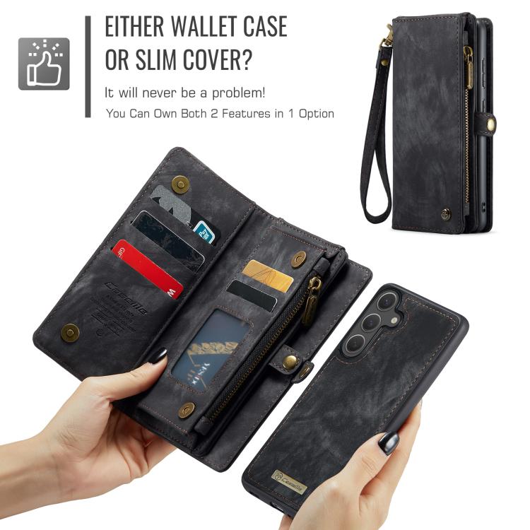 For Samsung Galaxy S25+ 5G CaseMe 008 Detachable Multifunctional Leather Phone Case(Black) - Galaxy S25+ 5G Cases by CaseMe | Online Shopping UK | buy2fix
