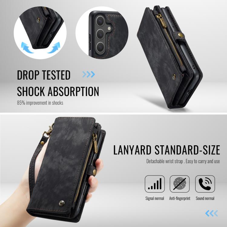 For Samsung Galaxy S25+ 5G CaseMe 008 Detachable Multifunctional Leather Phone Case(Black) - Galaxy S25+ 5G Cases by CaseMe | Online Shopping UK | buy2fix