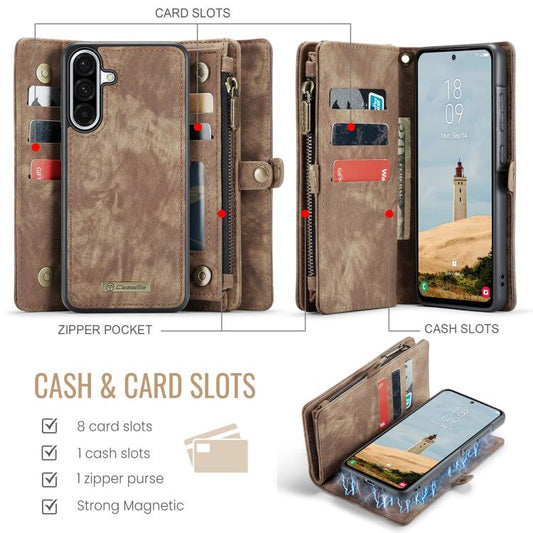 For Samsung Galaxy A56 CaseMe 008 Detachable Multifunctional Leather Phone Case(Brown) - Galaxy Phone Cases by CaseMe | Online Shopping UK | buy2fix