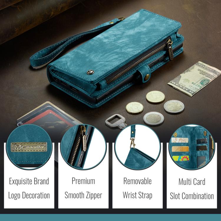 For Samsung Galaxy S25 Edge 5G CaseMe 008 Detachable Multifunctional Leather Phone Case(Blue) - Galaxy S25 Edge 5G Cases by CaseMe | Online Shopping UK | buy2fix