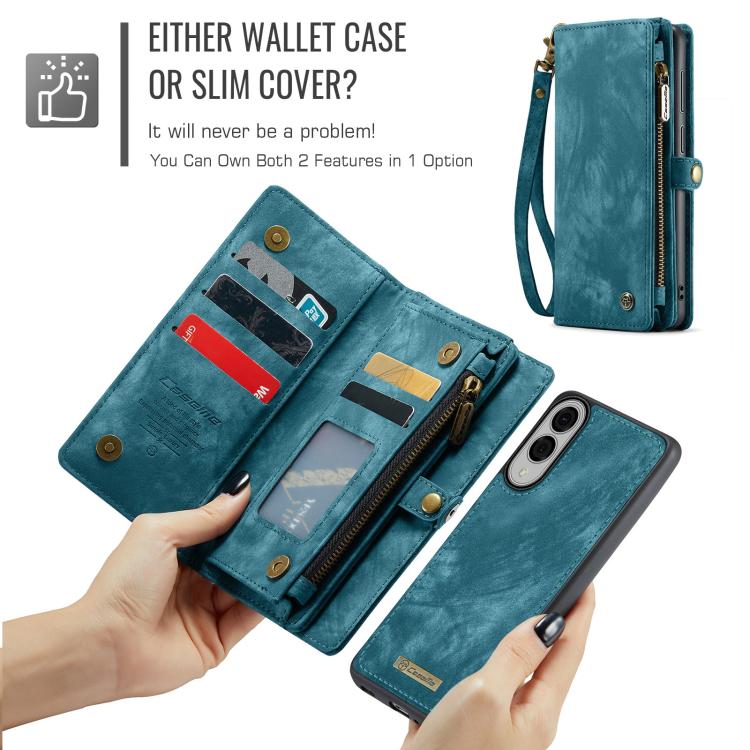 For Samsung Galaxy S25 Edge 5G CaseMe 008 Detachable Multifunctional Leather Phone Case(Blue) - Galaxy S25 Edge 5G Cases by CaseMe | Online Shopping UK | buy2fix
