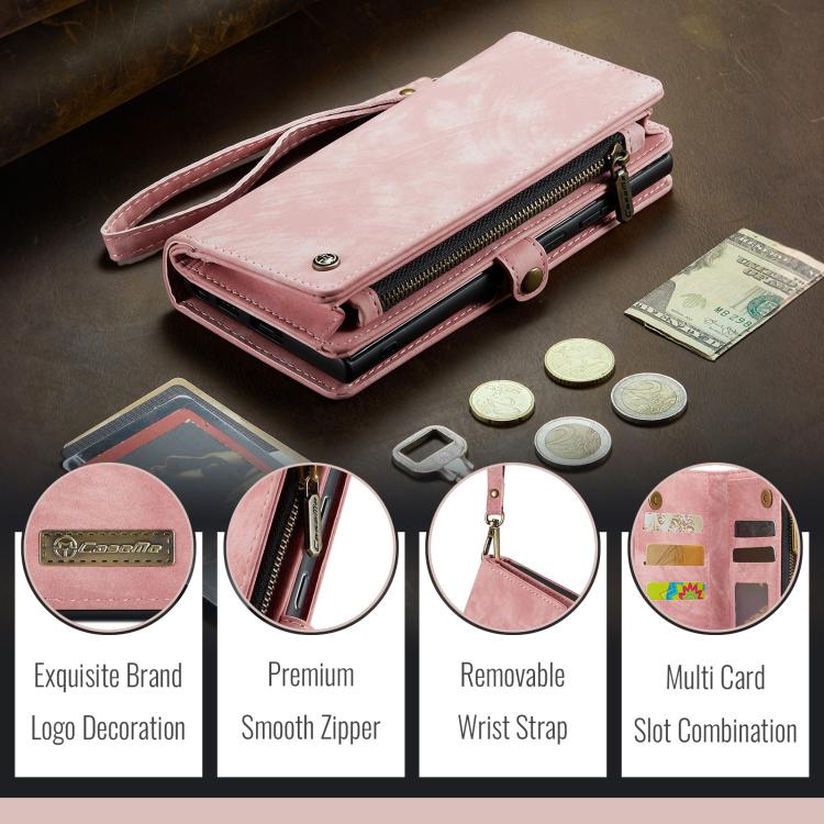For Samsung Galaxy S25 Edge 5G CaseMe 008 Detachable Multifunctional Leather Phone Case(Pink) - Galaxy S25 Edge 5G Cases by CaseMe | Online Shopping UK | buy2fix