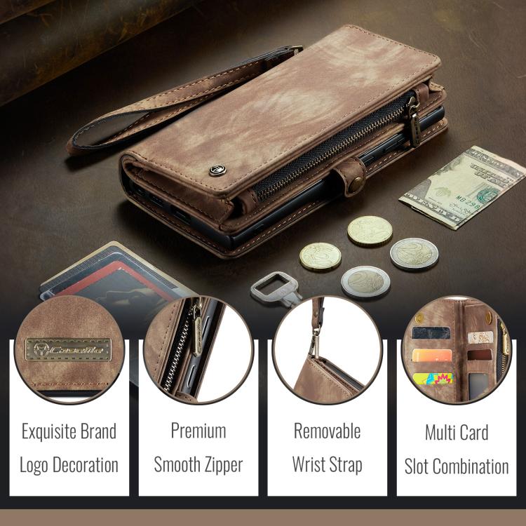For Samsung Galaxy S25 Edge 5G CaseMe 008 Detachable Multifunctional Leather Phone Case(Brown) - Galaxy S25 Edge 5G Cases by CaseMe | Online Shopping UK | buy2fix