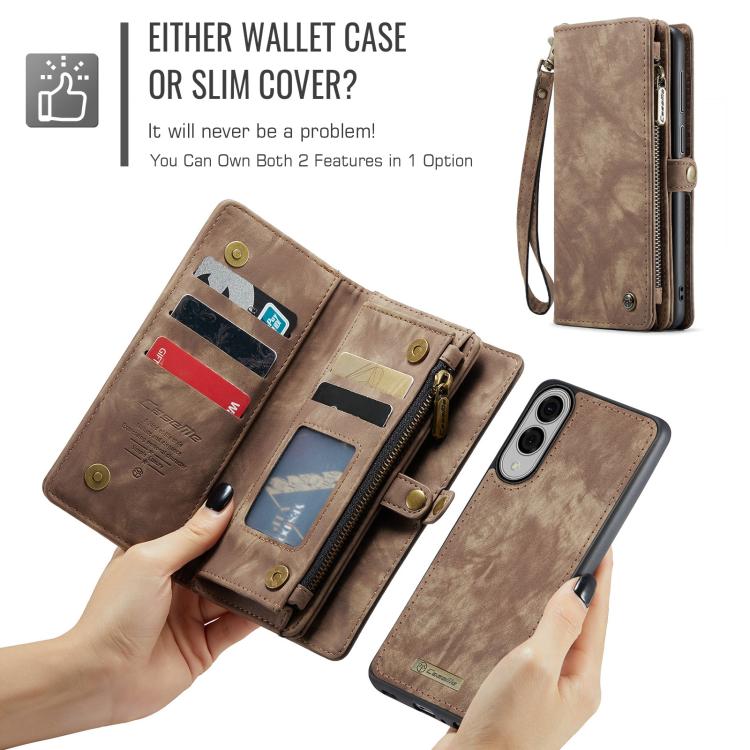 For Samsung Galaxy S25 Edge 5G CaseMe 008 Detachable Multifunctional Leather Phone Case(Brown) - Galaxy S25 Edge 5G Cases by CaseMe | Online Shopping UK | buy2fix