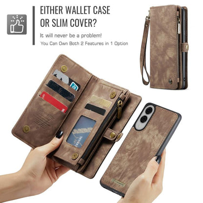 For Samsung Galaxy S25 Edge 5G CaseMe 008 Detachable Multifunctional Leather Phone Case(Brown) - Galaxy S25 Edge 5G Cases by CaseMe | Online Shopping UK | buy2fix