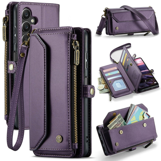 For Samsung Galaxy A16 5G CaseMe C36 Card Slots Zipper Wallet RFID Anti-theft Leather Phone Case(Purple)
