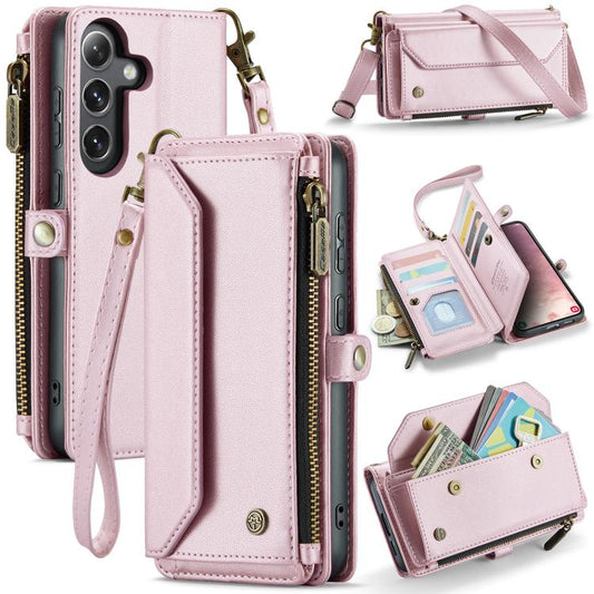 For Samsung Galaxy S25+ 5G CaseMe C36 Card Slots Zipper Wallet RFID Anti-theft Leather Phone Case(Pink) - Galaxy S25+ 5G Cases by CaseMe | Online Shopping UK | buy2fix