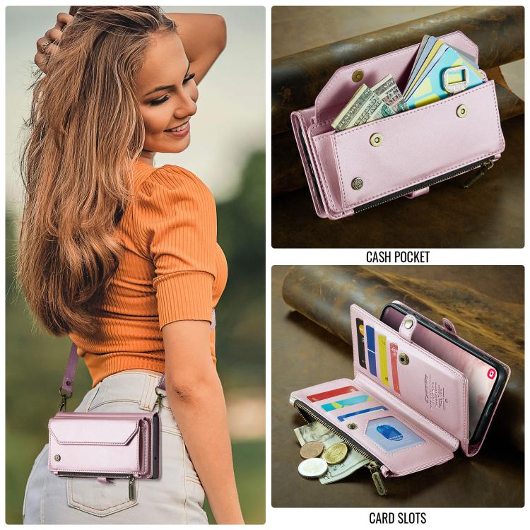 For Samsung Galaxy S25+ 5G CaseMe C36 Card Slots Zipper Wallet RFID Anti-theft Leather Phone Case(Pink) - Galaxy S25+ 5G Cases by CaseMe | Online Shopping UK | buy2fix