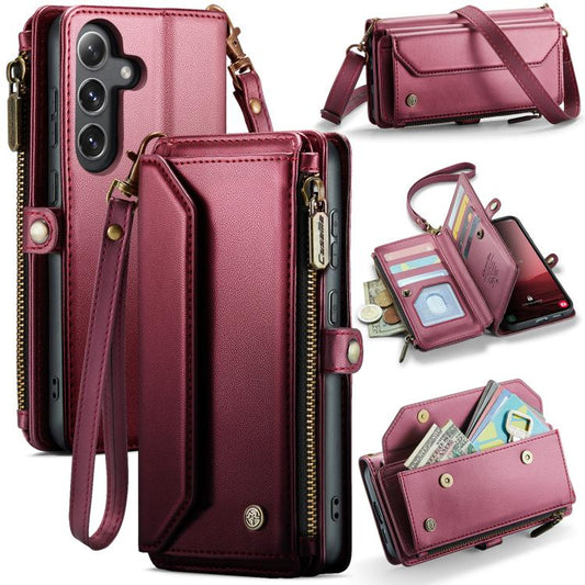 For Samsung Galaxy S25+ 5G CaseMe C36 Card Slots Zipper Wallet RFID Anti-theft Leather Phone Case(Red) - Galaxy S25+ 5G Cases by CaseMe | Online Shopping UK | buy2fix