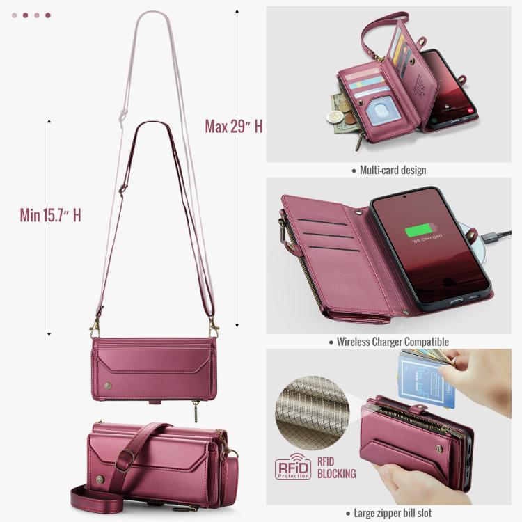 For Samsung Galaxy S25+ 5G CaseMe C36 Card Slots Zipper Wallet RFID Anti-theft Leather Phone Case(Red) - Galaxy S25+ 5G Cases by CaseMe | Online Shopping UK | buy2fix