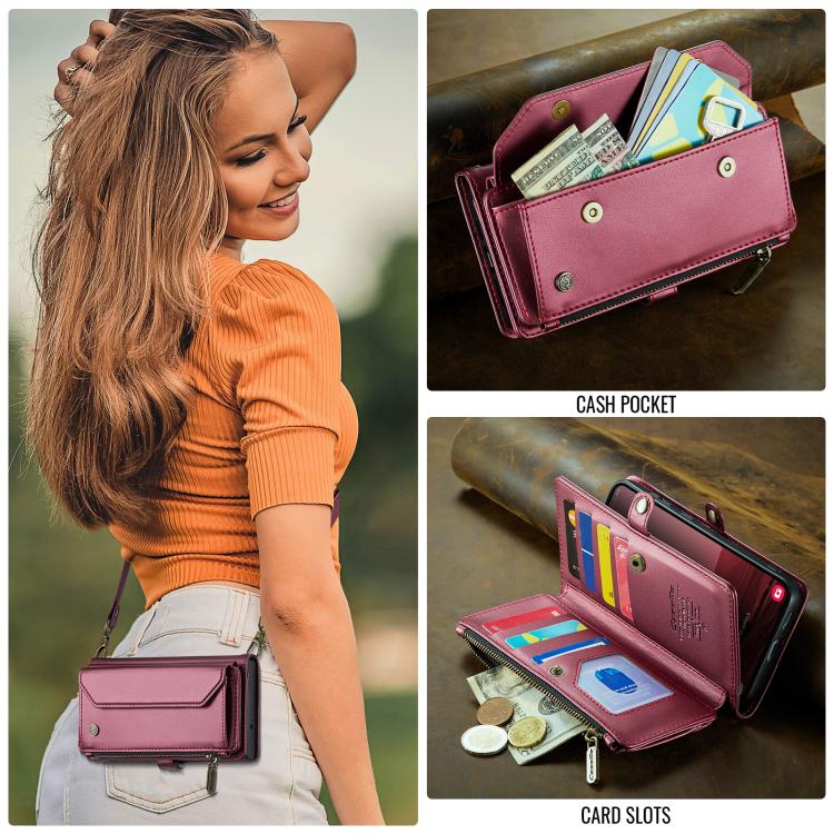 For Samsung Galaxy S25+ 5G CaseMe C36 Card Slots Zipper Wallet RFID Anti-theft Leather Phone Case(Red) - Galaxy S25+ 5G Cases by CaseMe | Online Shopping UK | buy2fix