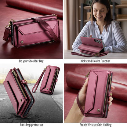 For Samsung Galaxy S25+ 5G CaseMe C36 Card Slots Zipper Wallet RFID Anti-theft Leather Phone Case(Red) - Galaxy S25+ 5G Cases by CaseMe | Online Shopping UK | buy2fix