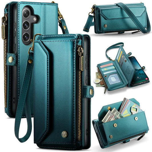 For Samsung Galaxy S25+ 5G CaseMe C36 Card Slots Zipper Wallet RFID Anti-theft Leather Phone Case(Blue) - Galaxy S25+ 5G Cases by CaseMe | Online Shopping UK | buy2fix