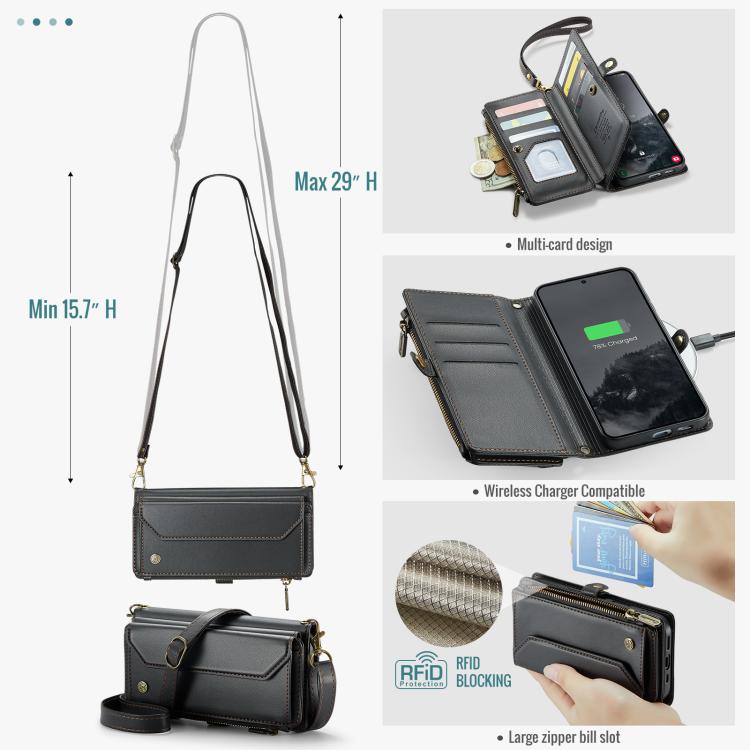 For Samsung Galaxy S25+ 5G CaseMe C36 Card Slots Zipper Wallet RFID Anti-theft Leather Phone Case(Black) - Galaxy S25+ 5G Cases by CaseMe | Online Shopping UK | buy2fix