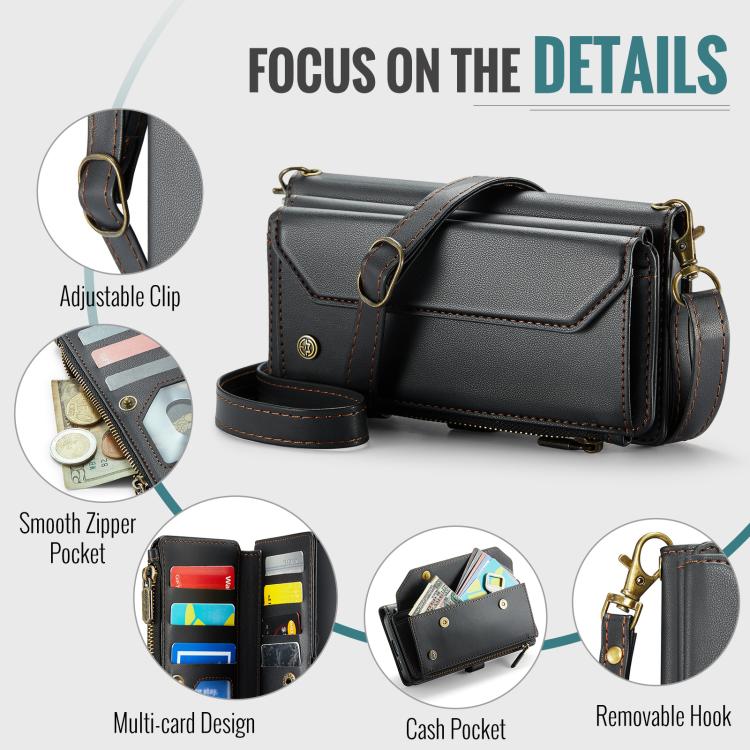 For Samsung Galaxy S25+ 5G CaseMe C36 Card Slots Zipper Wallet RFID Anti-theft Leather Phone Case(Black) - Galaxy S25+ 5G Cases by CaseMe | Online Shopping UK | buy2fix