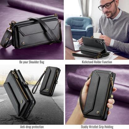 For Samsung Galaxy S25+ 5G CaseMe C36 Card Slots Zipper Wallet RFID Anti-theft Leather Phone Case(Black) - Galaxy S25+ 5G Cases by CaseMe | Online Shopping UK | buy2fix