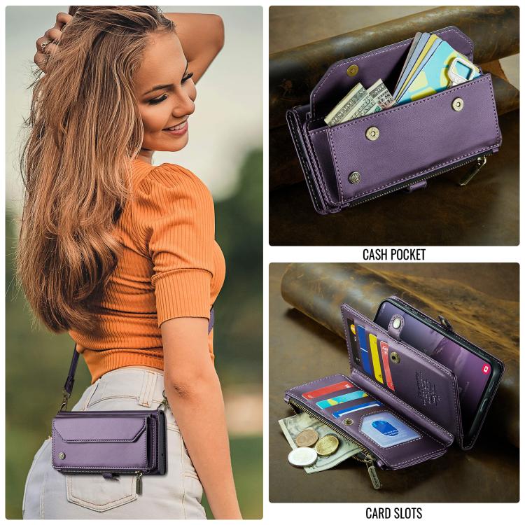 For Samsung Galaxy S25+ 5G CaseMe C36 Card Slots Zipper Wallet RFID Anti-theft Leather Phone Case(Purple) - Galaxy S25+ 5G Cases by CaseMe | Online Shopping UK | buy2fix