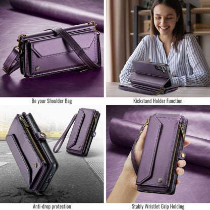 For Samsung Galaxy S25+ 5G CaseMe C36 Card Slots Zipper Wallet RFID Anti-theft Leather Phone Case(Purple) - Galaxy S25+ 5G Cases by CaseMe | Online Shopping UK | buy2fix
