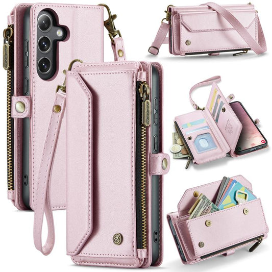 For Samsung Galaxy S25 5G CaseMe C36 Card Slots Zipper Wallet RFID Anti-theft Leather Phone Case(Pink) - Galaxy S25 5G Cases by CaseMe | Online Shopping UK | buy2fix