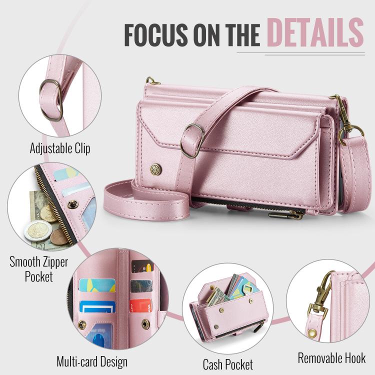 For Samsung Galaxy S25 5G CaseMe C36 Card Slots Zipper Wallet RFID Anti-theft Leather Phone Case(Pink) - Galaxy S25 5G Cases by CaseMe | Online Shopping UK | buy2fix