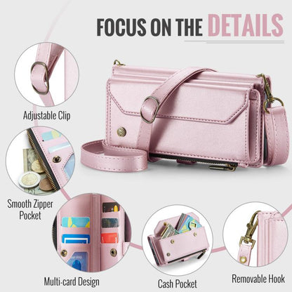 For Samsung Galaxy S25 5G CaseMe C36 Card Slots Zipper Wallet RFID Anti-theft Leather Phone Case(Pink) - Galaxy S25 5G Cases by CaseMe | Online Shopping UK | buy2fix