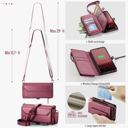 For Samsung Galaxy S25 5G CaseMe C36 Card Slots Zipper Wallet RFID Anti-theft Leather Phone Case(Red) - Galaxy S25 5G Cases by CaseMe | Online Shopping UK | buy2fix