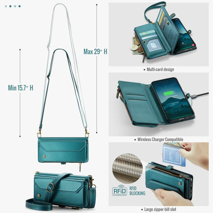 For Samsung Galaxy S25 5G CaseMe C36 Card Slots Zipper Wallet RFID Anti-theft Leather Phone Case(Blue) - Galaxy S25 5G Cases by CaseMe | Online Shopping UK | buy2fix