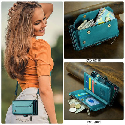 For Samsung Galaxy S25 5G CaseMe C36 Card Slots Zipper Wallet RFID Anti-theft Leather Phone Case(Blue) - Galaxy S25 5G Cases by CaseMe | Online Shopping UK | buy2fix