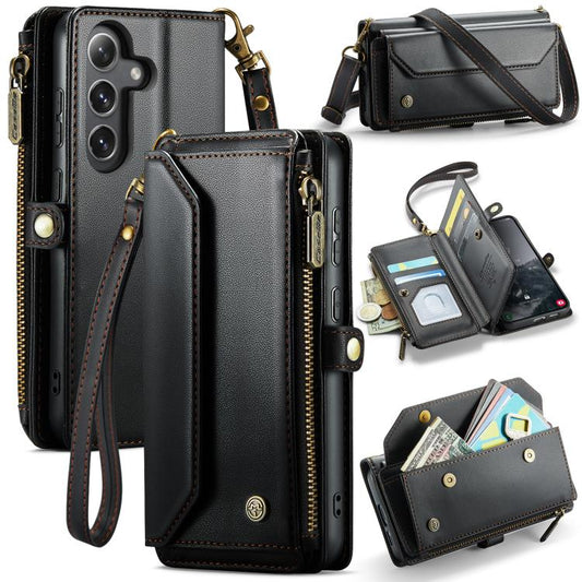 For Samsung Galaxy S25 5G CaseMe C36 Card Slots Zipper Wallet RFID Anti-theft Leather Phone Case(Black) - Galaxy S25 5G Cases by CaseMe | Online Shopping UK | buy2fix