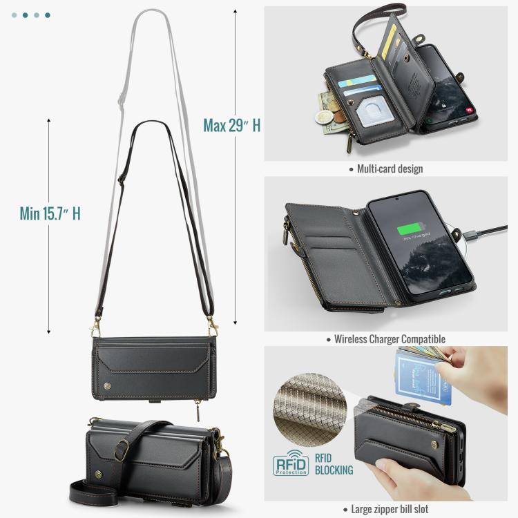 For Samsung Galaxy S25 5G CaseMe C36 Card Slots Zipper Wallet RFID Anti-theft Leather Phone Case(Black) - Galaxy S25 5G Cases by CaseMe | Online Shopping UK | buy2fix