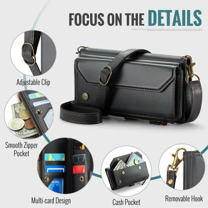 For Samsung Galaxy S25 5G CaseMe C36 Card Slots Zipper Wallet RFID Anti-theft Leather Phone Case(Black) - Galaxy S25 5G Cases by CaseMe | Online Shopping UK | buy2fix