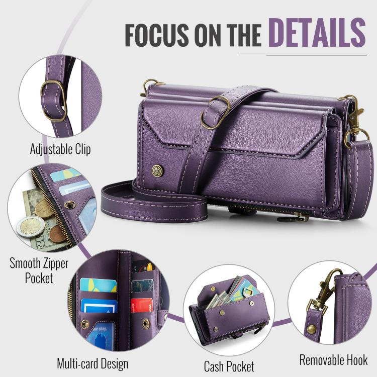 For Samsung Galaxy S25 5G CaseMe C36 Card Slots Zipper Wallet RFID Anti-theft Leather Phone Case(Purple) - Galaxy S25 5G Cases by CaseMe | Online Shopping UK | buy2fix