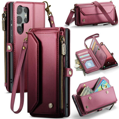 For Samsung Galaxy S25 Ultra 5G CaseMe C36 Card Slots Zipper Wallet RFID Anti-theft Leather Phone Case(Red) - Galaxy S25 Ultra 5G Cases by CaseMe | Online Shopping UK | buy2fix