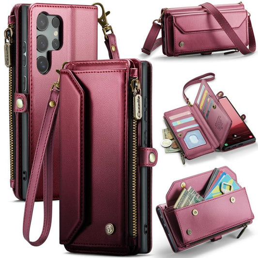 For Samsung Galaxy S25 Ultra 5G CaseMe C36 Card Slots Zipper Wallet RFID Anti-theft Leather Phone Case(Red) - Galaxy S25 Ultra 5G Cases by CaseMe | Online Shopping UK | buy2fix