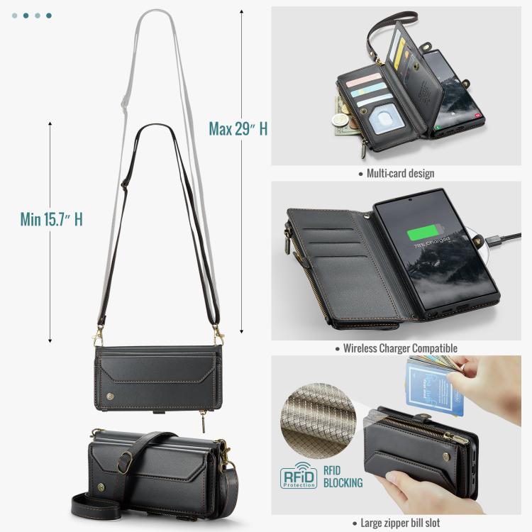 For Samsung Galaxy S25 Ultra 5G CaseMe C36 Card Slots Zipper Wallet RFID Anti-theft Leather Phone Case(Black) - Galaxy S25 Ultra 5G Cases by CaseMe | Online Shopping UK | buy2fix
