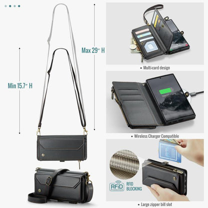 For Samsung Galaxy S25 Ultra 5G CaseMe C36 Card Slots Zipper Wallet RFID Anti-theft Leather Phone Case(Black) - Galaxy S25 Ultra 5G Cases by CaseMe | Online Shopping UK | buy2fix