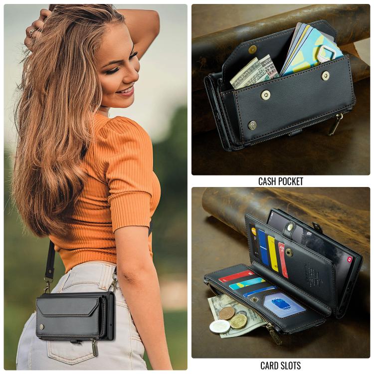 For Samsung Galaxy S25 Ultra 5G CaseMe C36 Card Slots Zipper Wallet RFID Anti-theft Leather Phone Case(Black) - Galaxy S25 Ultra 5G Cases by CaseMe | Online Shopping UK | buy2fix